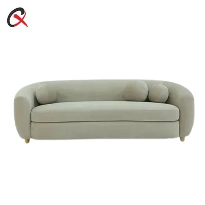 Krem zakrivljena sofa